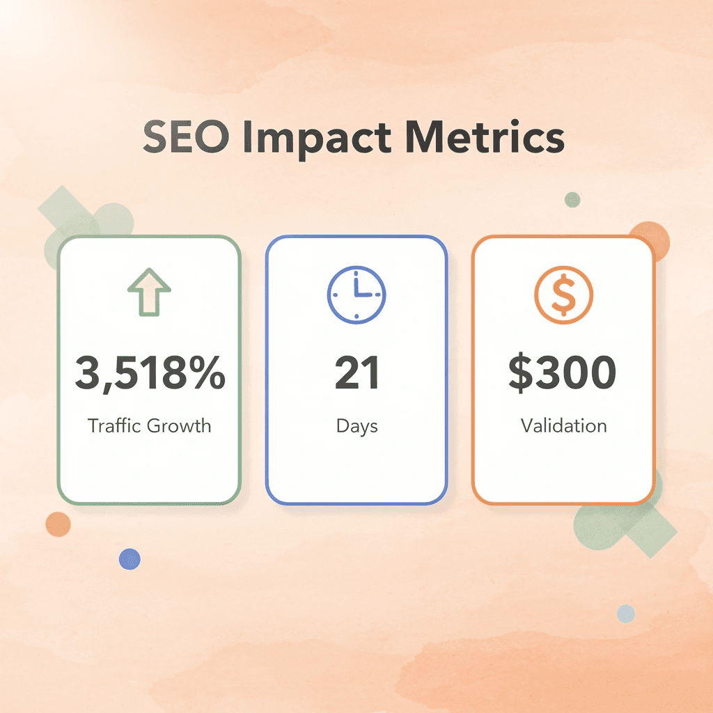 Key metrics showing SEO validation program results