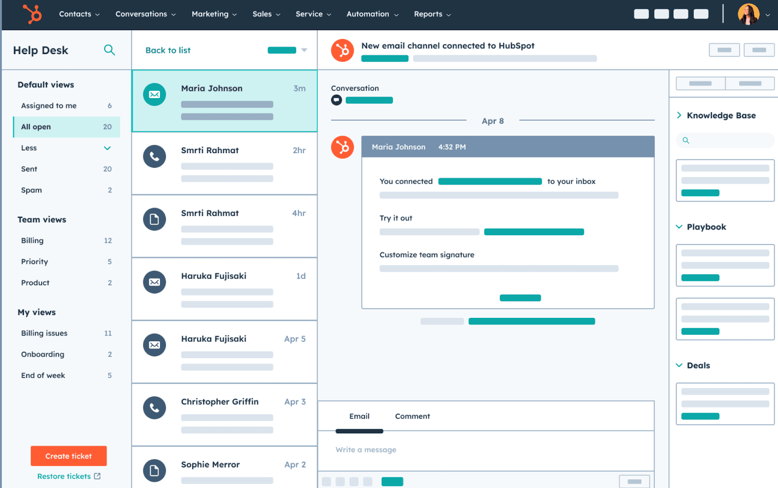 HubSpot CRM working space overview