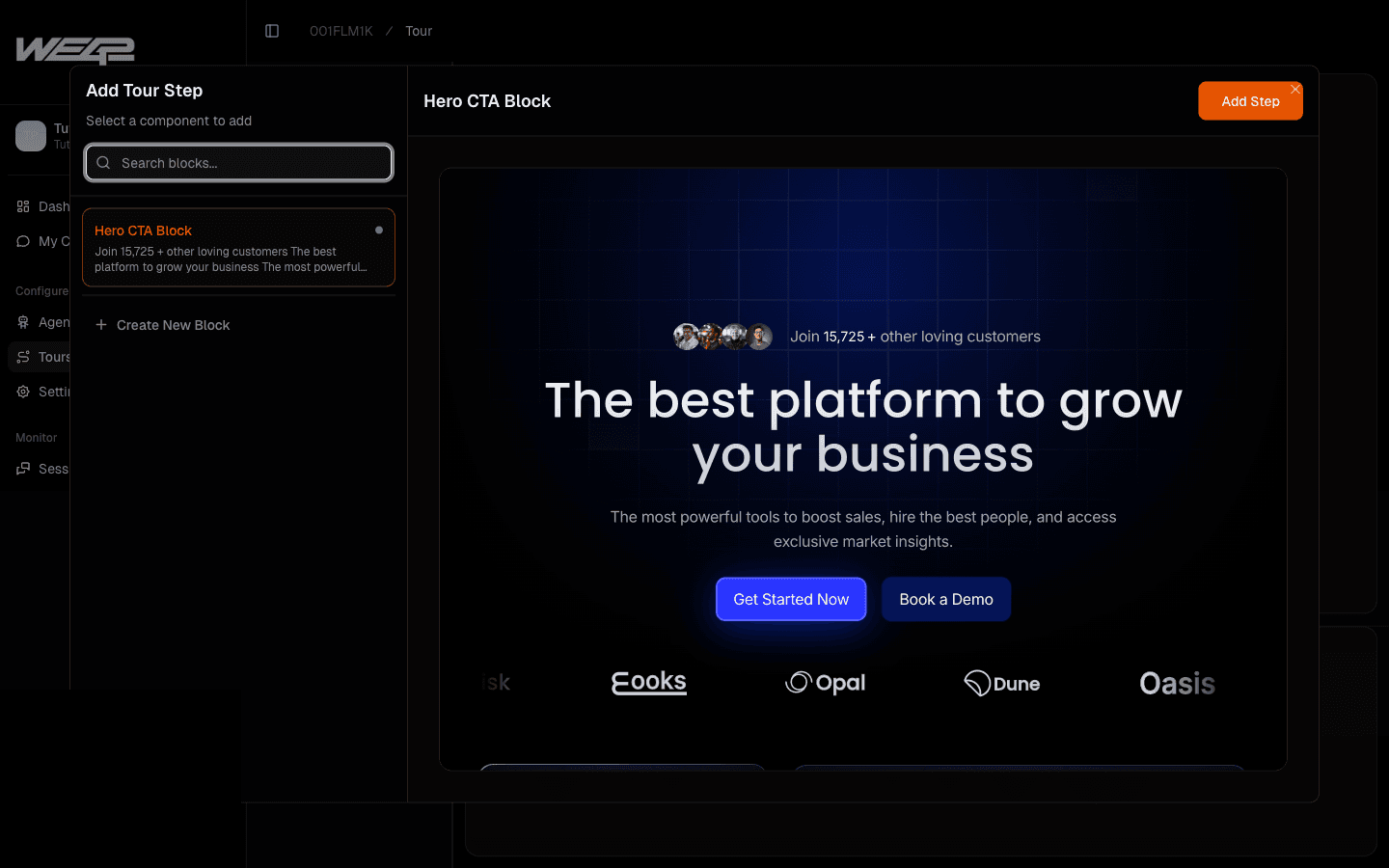 Add step flow in tour editor