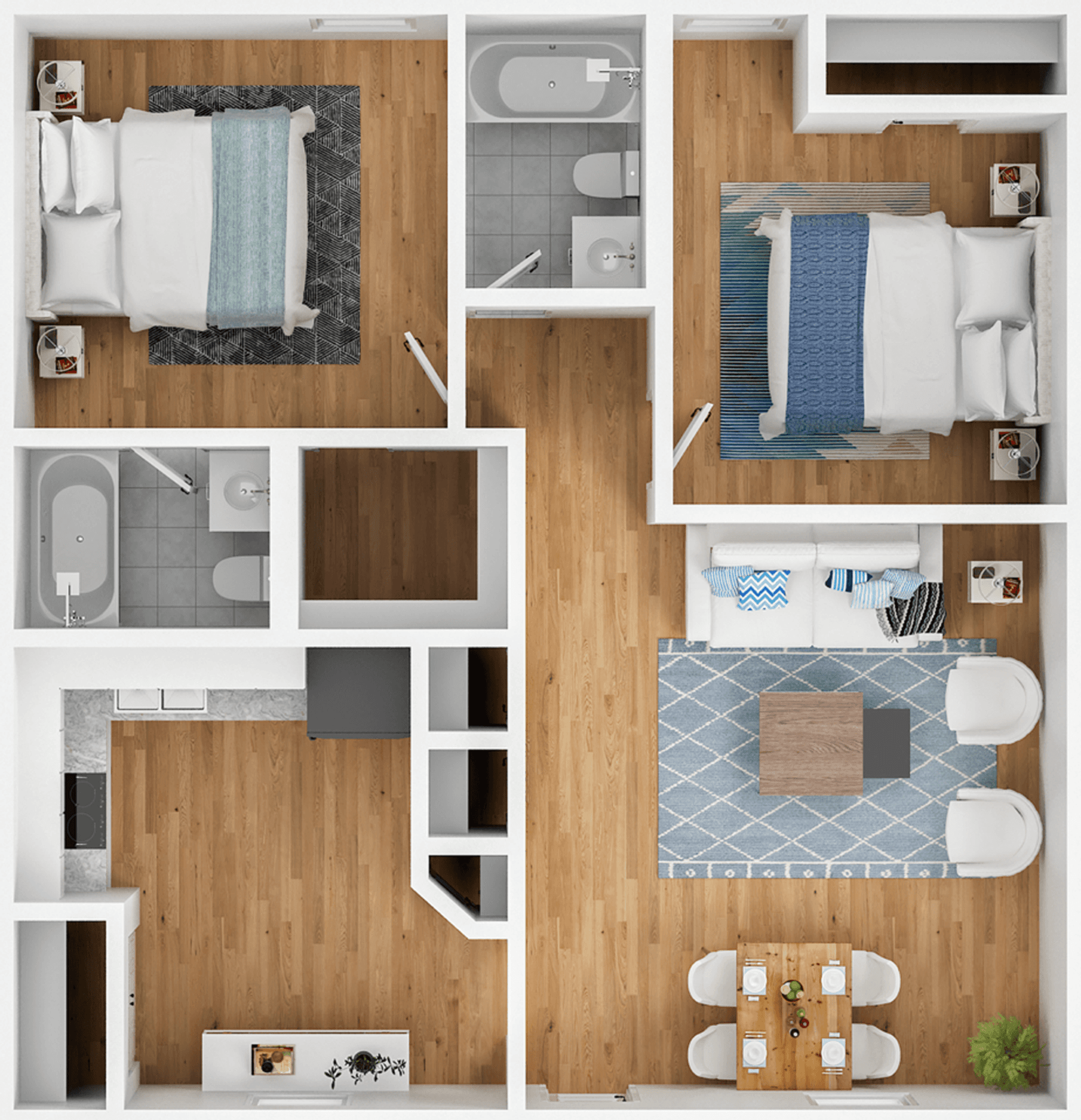 2 BR 2BA floor plan