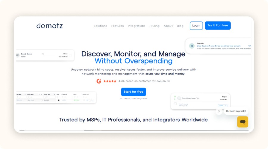 Domotz’s homepage