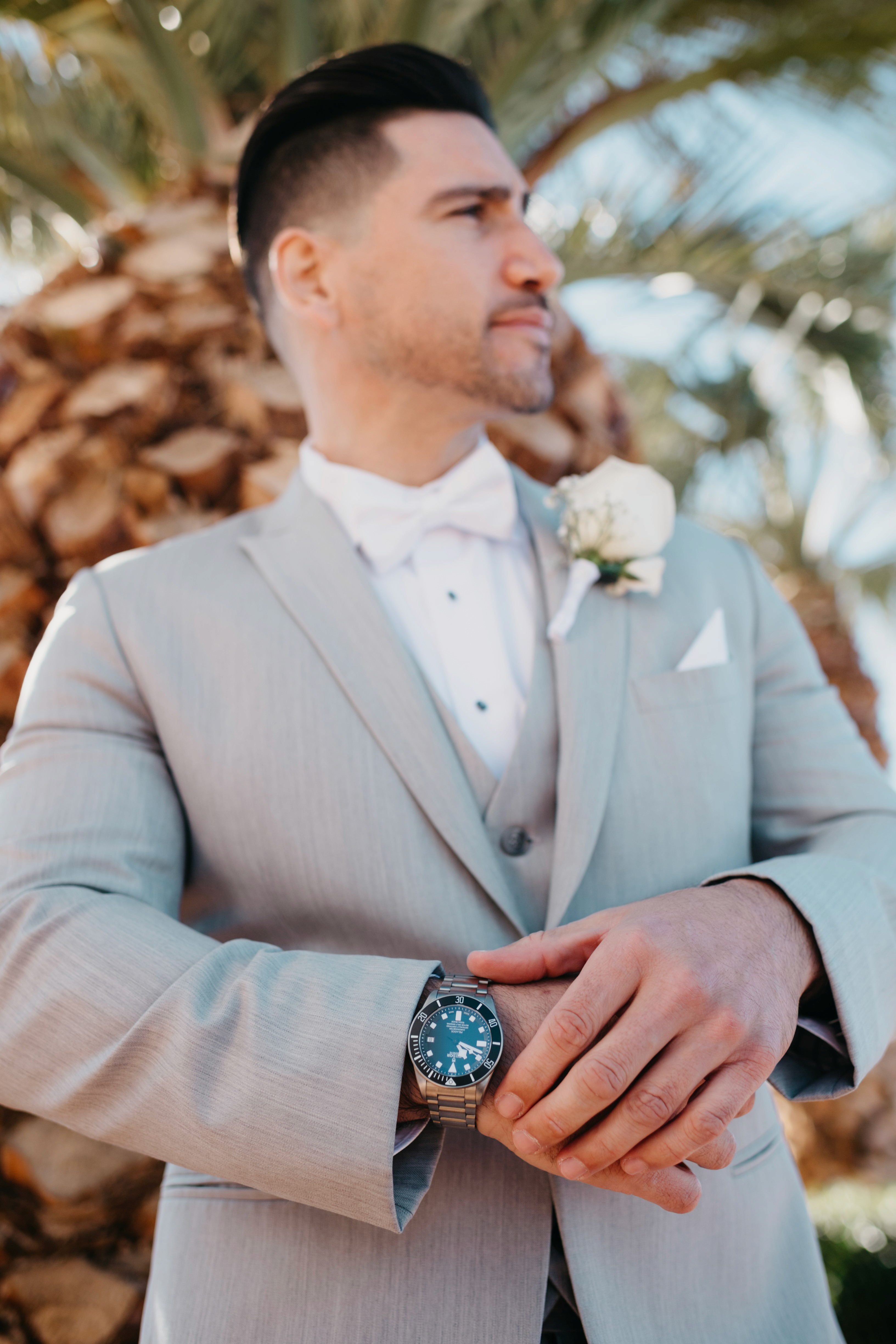 Groom getting ready before his wedding day Las Vegas