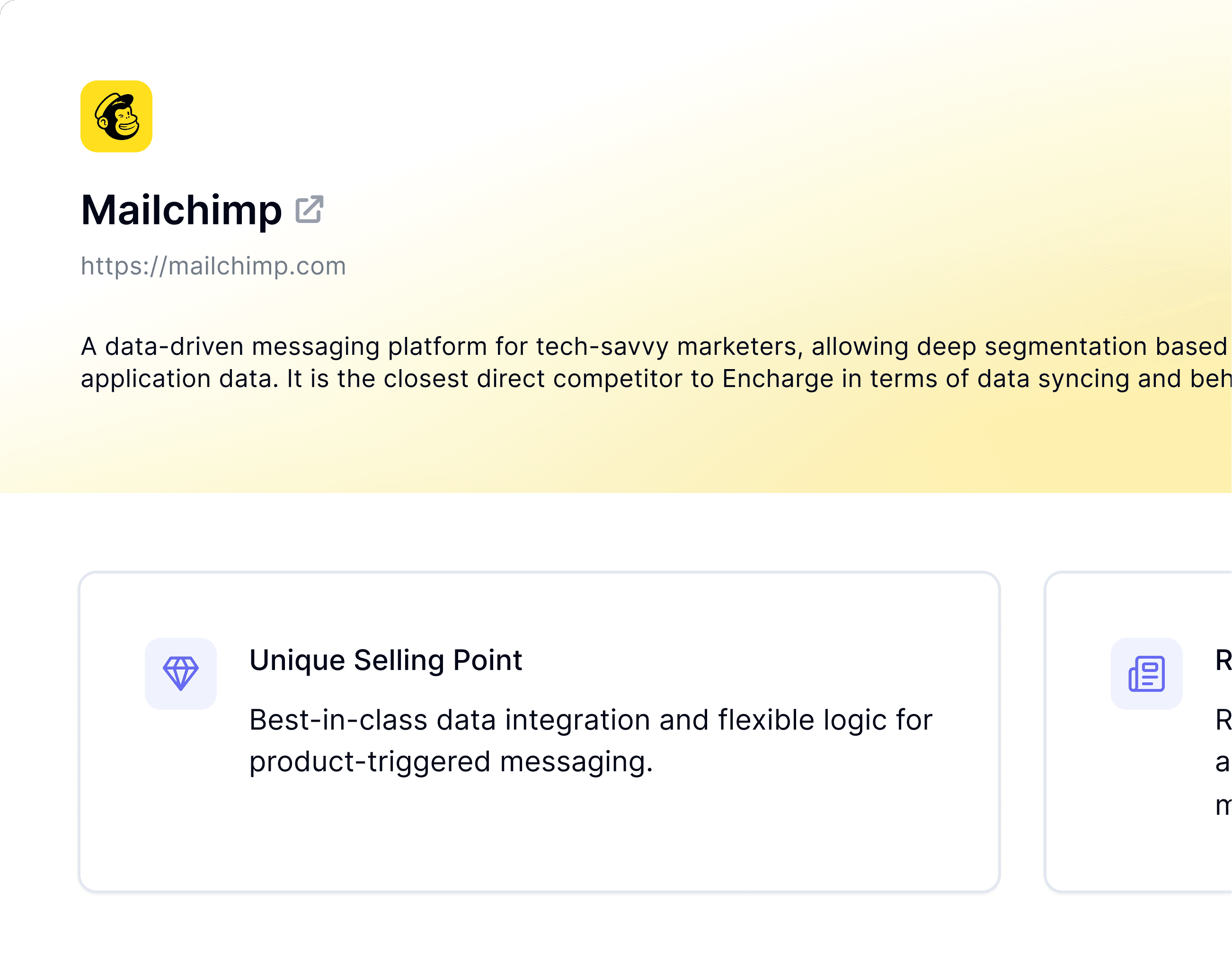 Competitor card: Mailchimp