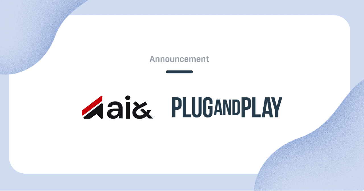 Graphic announcement with logos of ai& and PlugAndPlay
