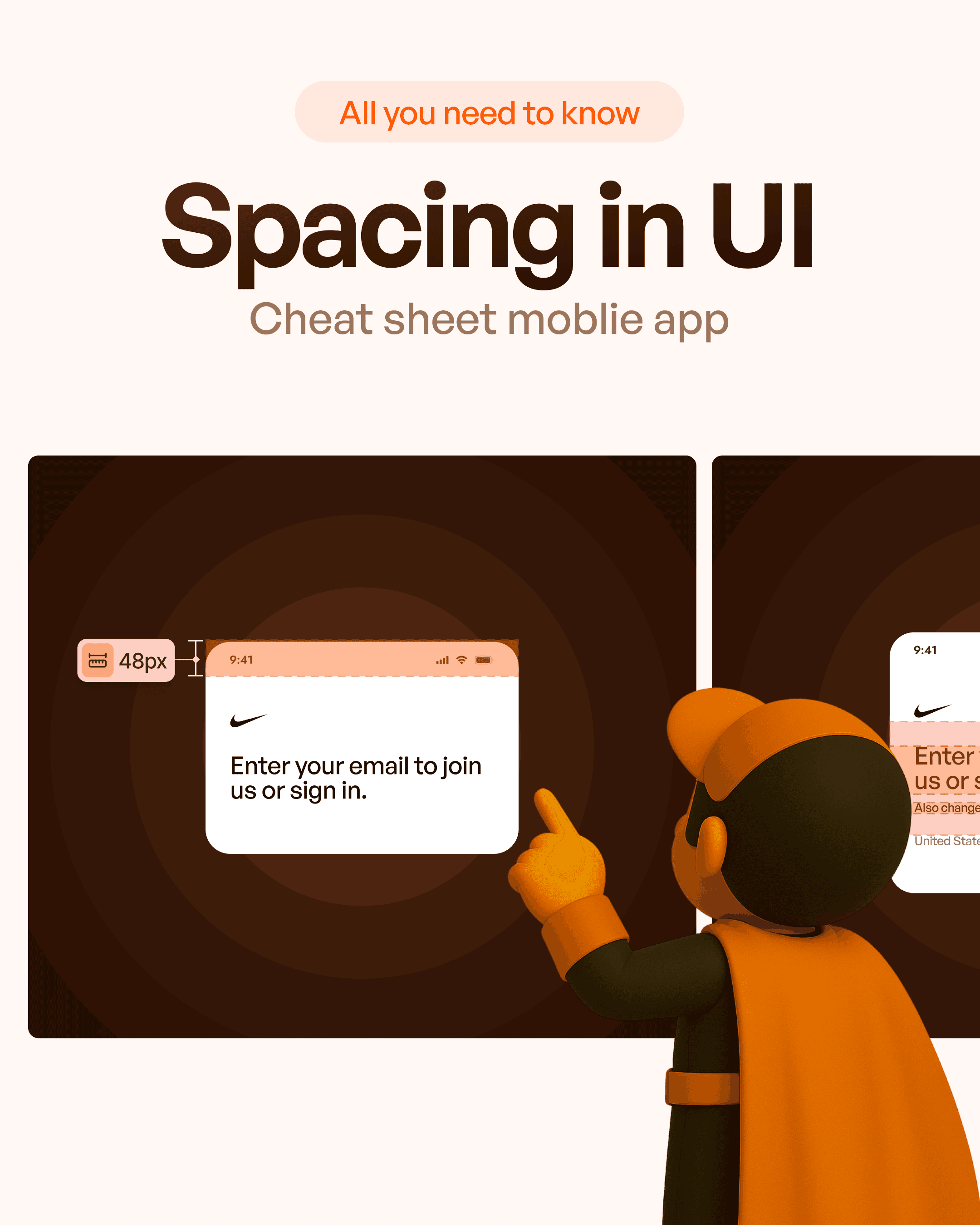 Upslide Mascot exploring UI spaces