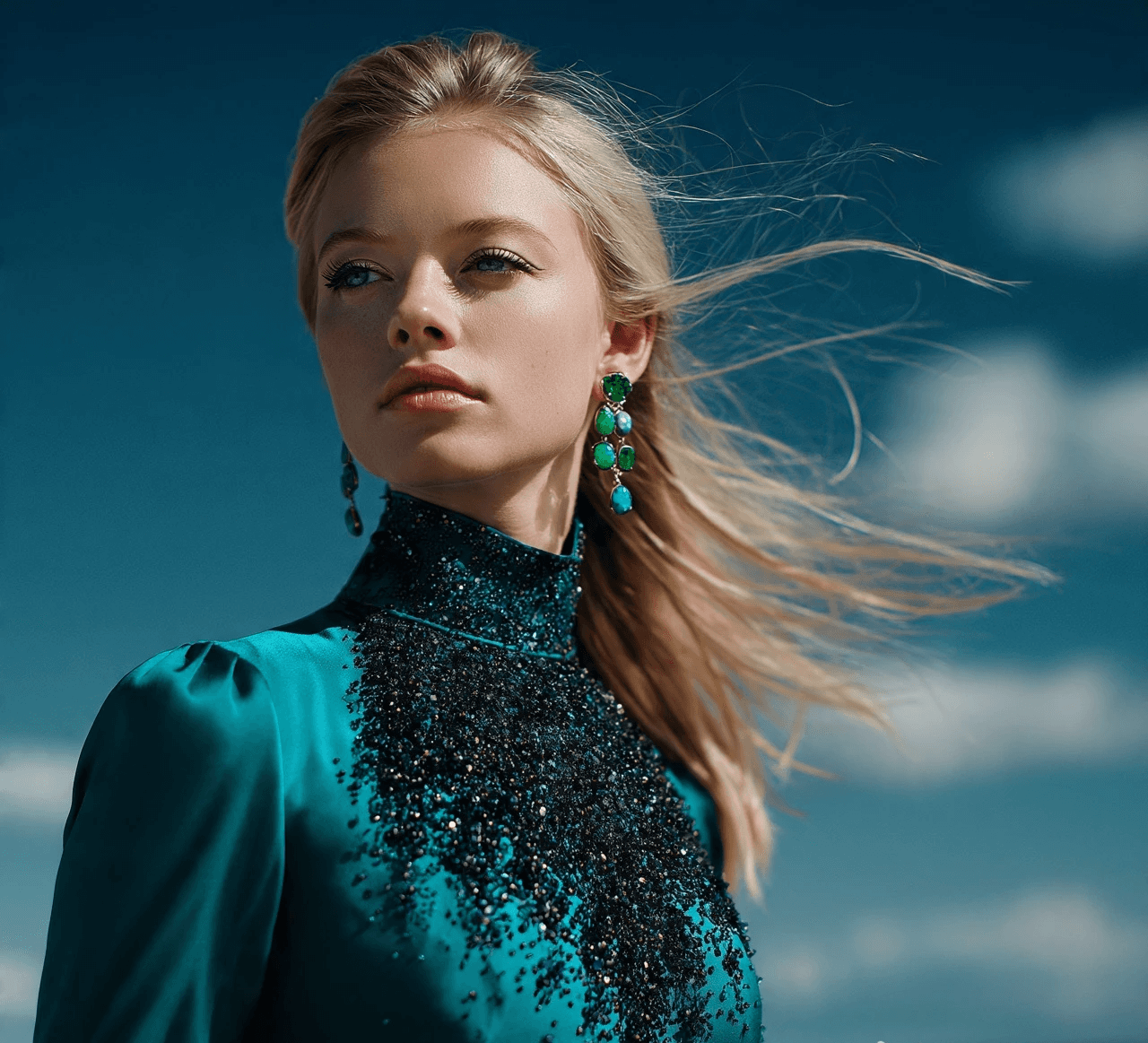 Woman in green dress