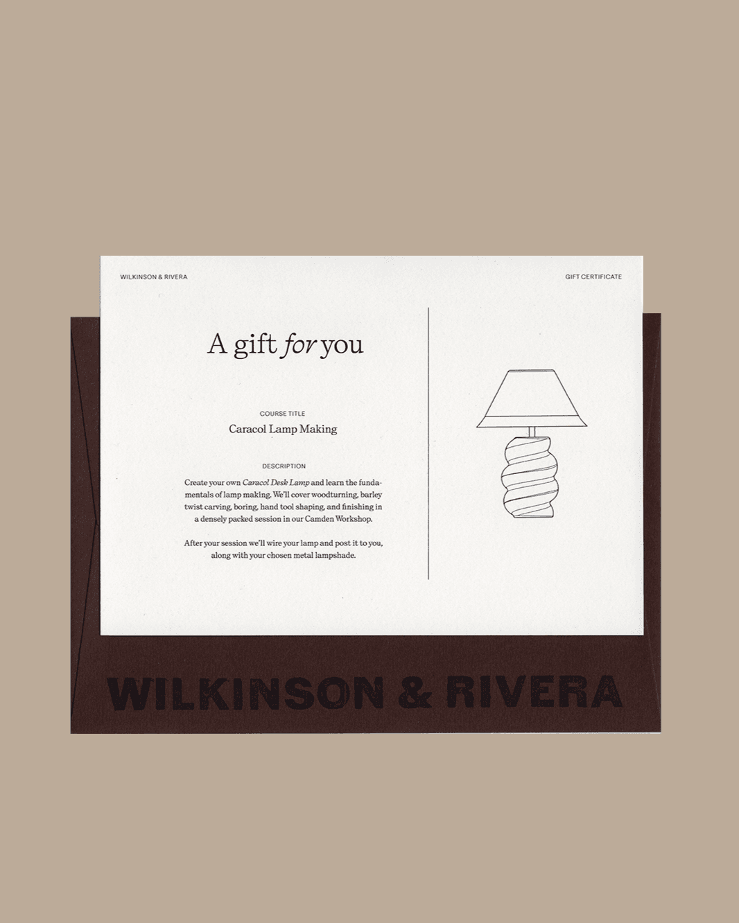 Wilkinson & Rivera Gift Card for Caracol Lamp Making Course