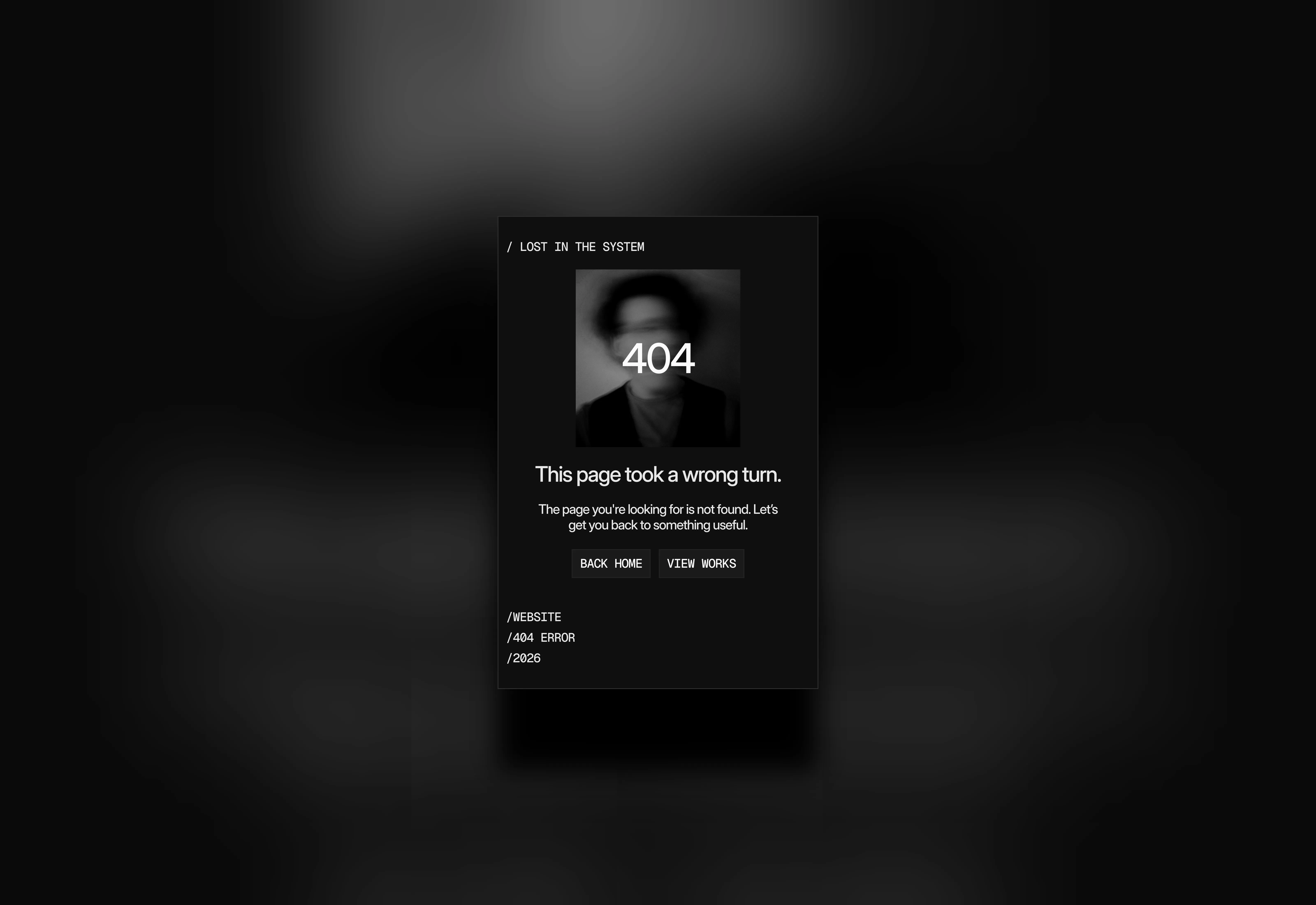 Clean and minimal 404 error section for portfolio websites. Optimized for phone breakpoints.