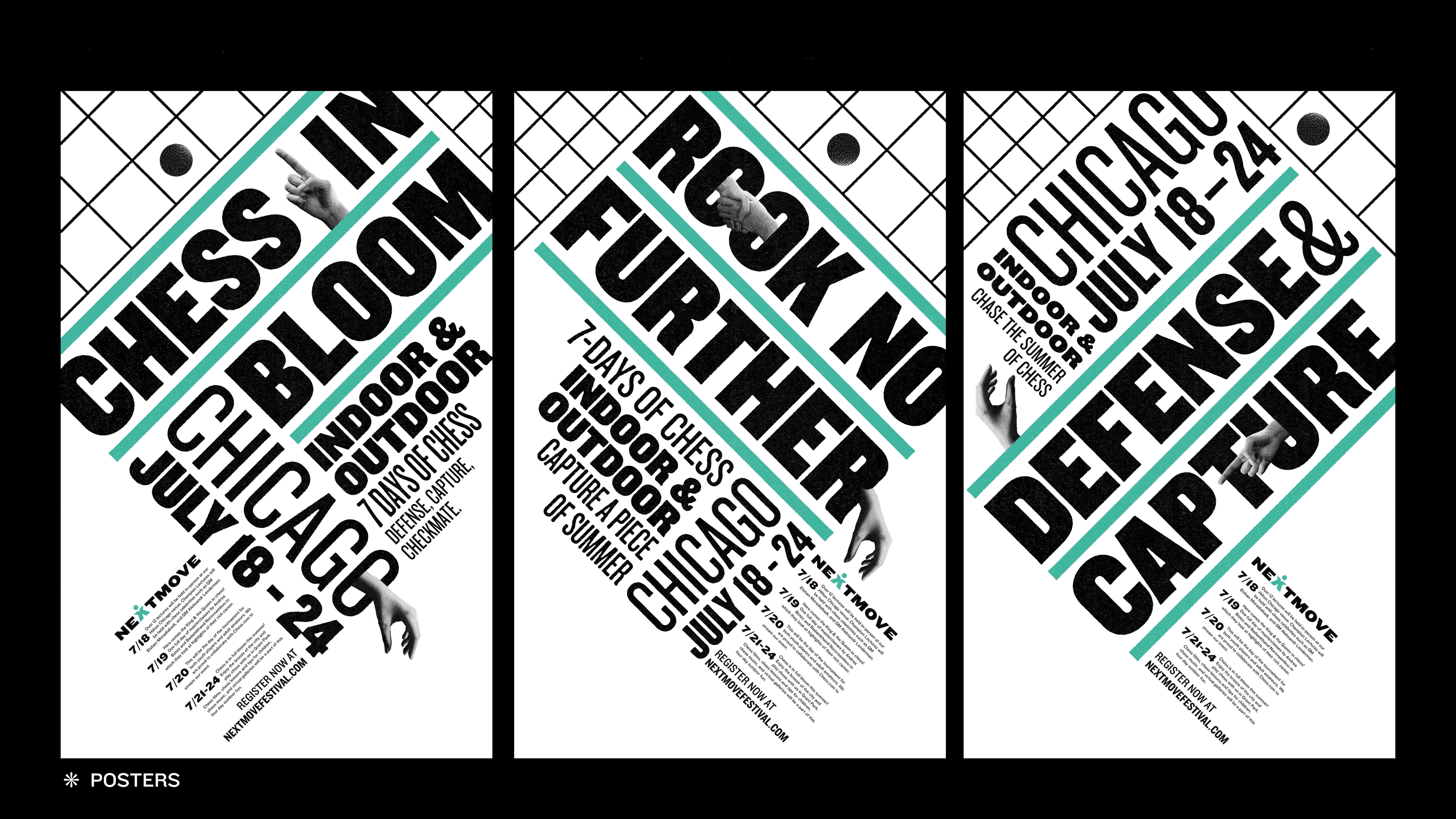 serie of 3 posters about a chess festival
