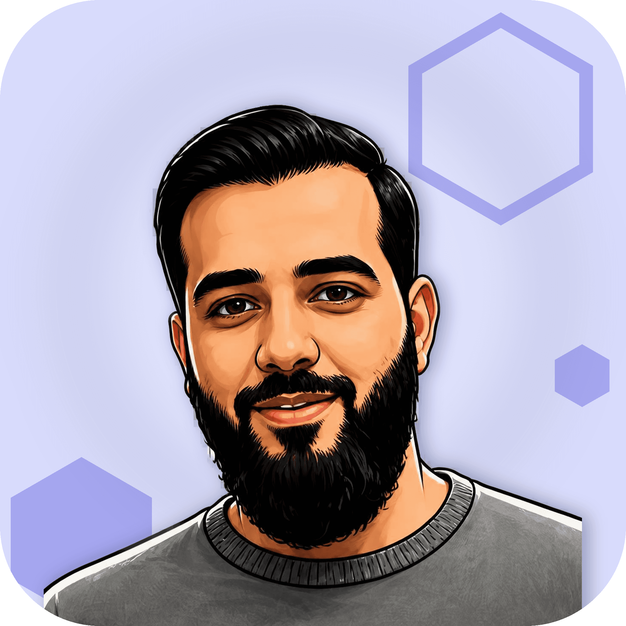 Illustrated portrait of Yusaf