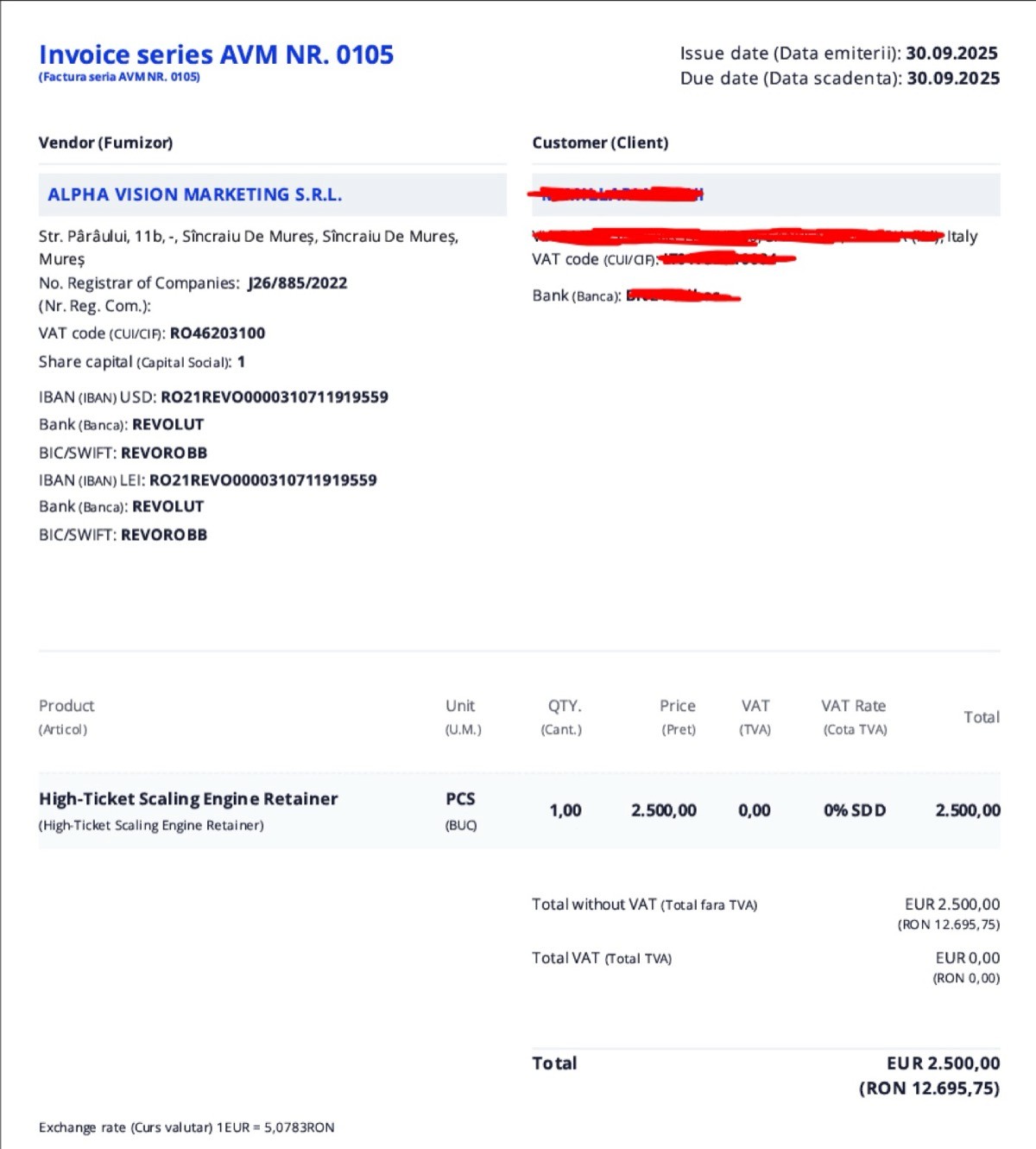 SEP 2025 · $2,875 (€2,500)