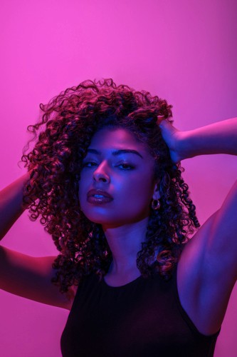 a woman wearing headphone