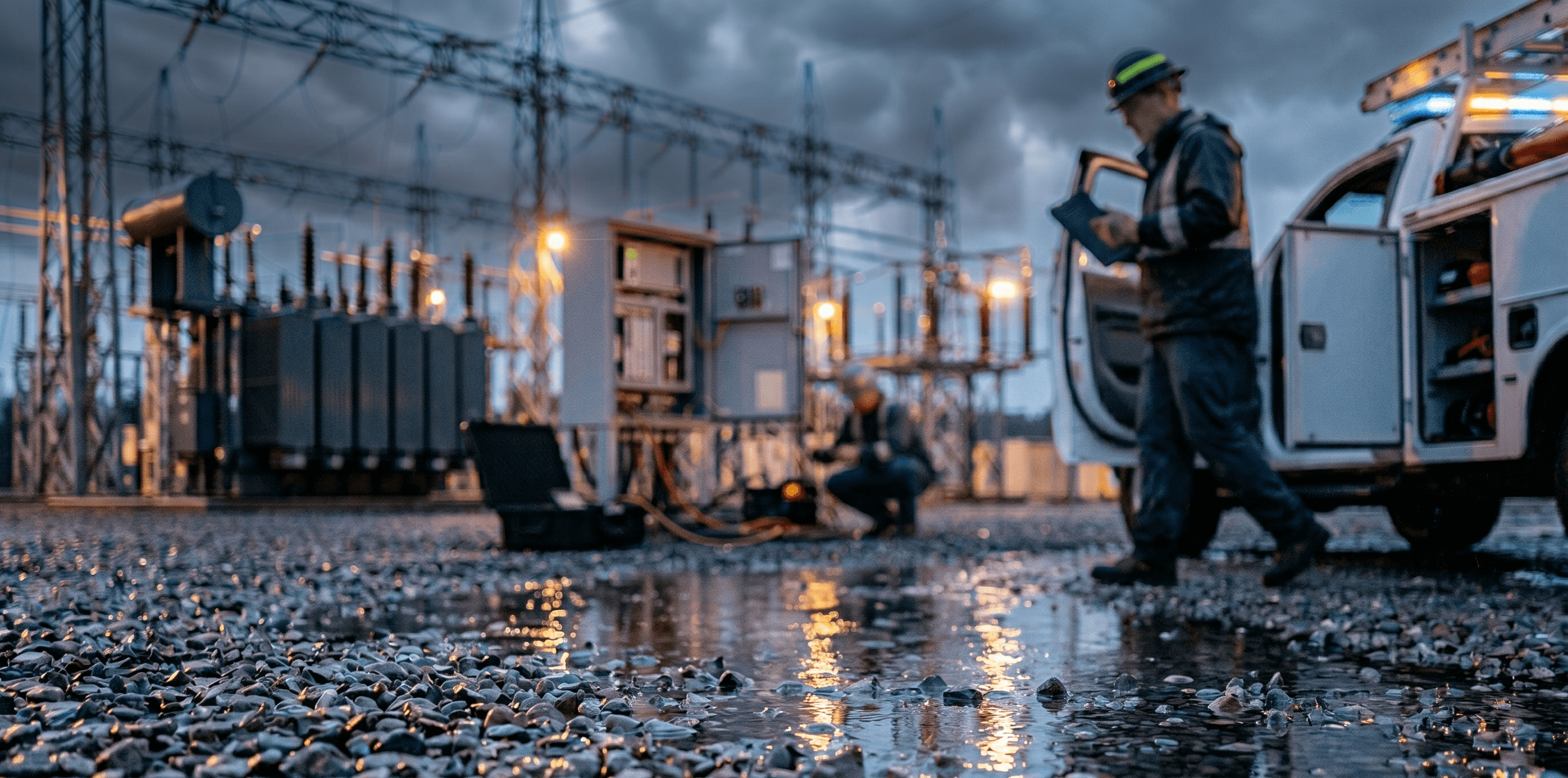 technicians responding to a storm outage