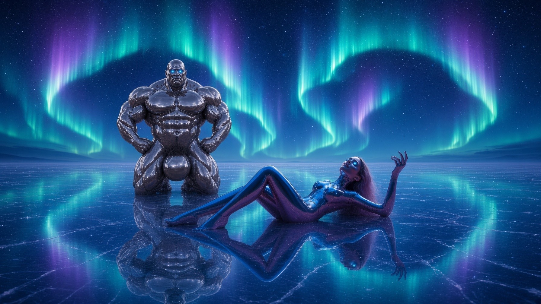 the aurora, mirror ice