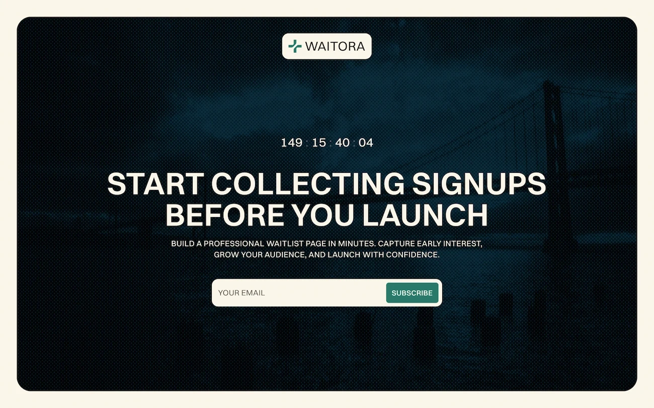 Waitora website hero section