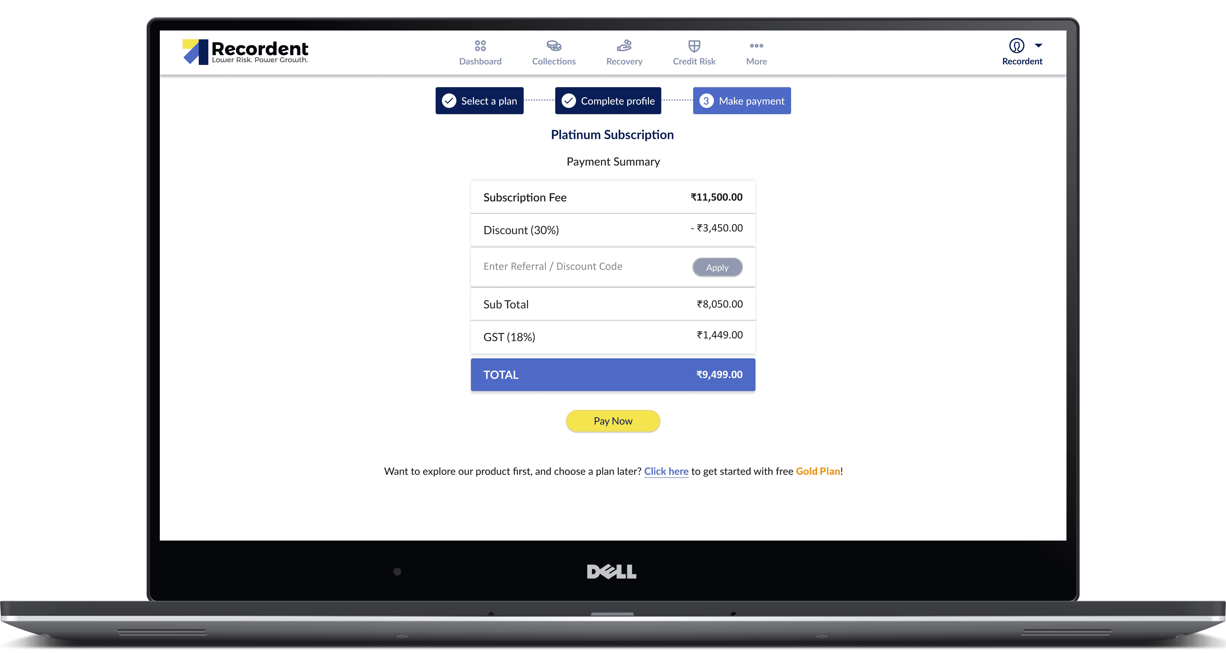 Payment summary screen