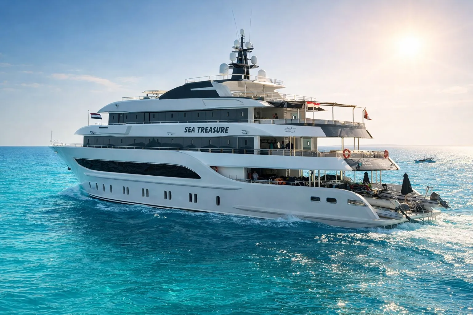 Sea Treasure yacht in the turquoise waters of the Red Sea