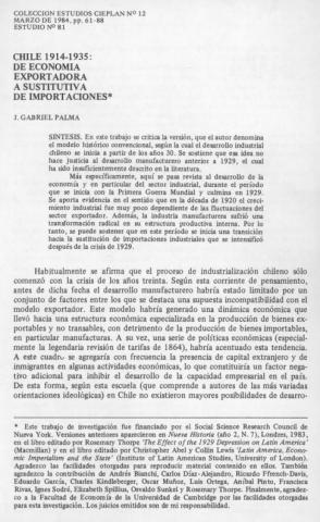 Chile 1914-1935 : de economía exportadora a sustituidora de importaciones
