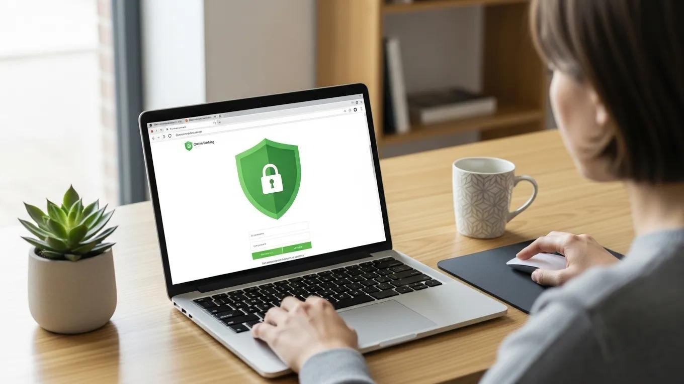 User engaging with AI browser technology in a secure workspace
