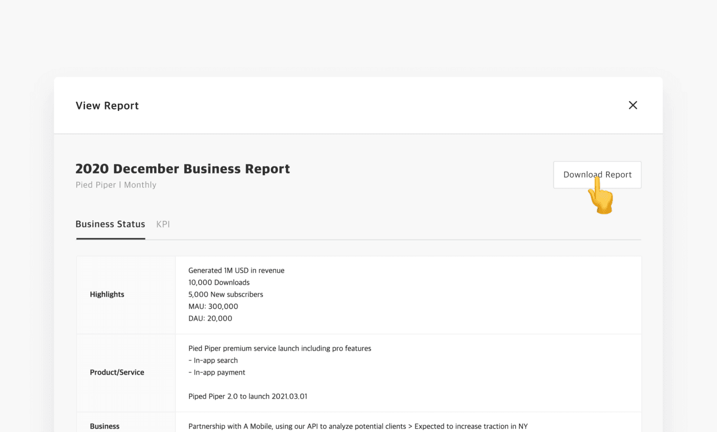 Setting templates and formats of business reports for portfolio firms can streamline and simplify post-investment management process