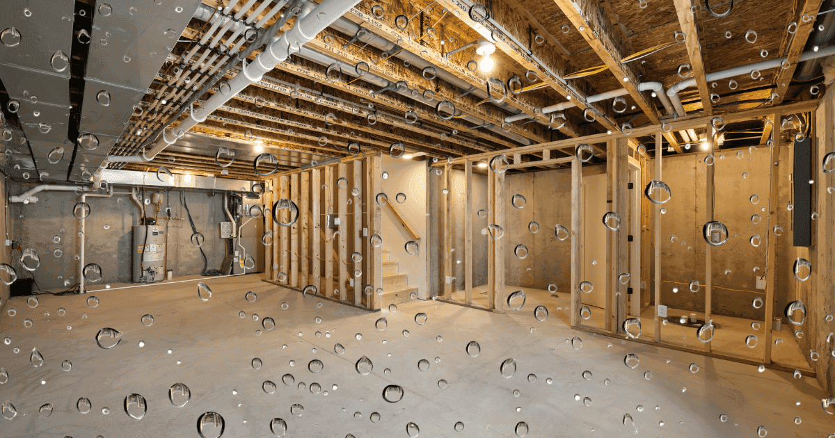 an unfinished basement rife for condensation