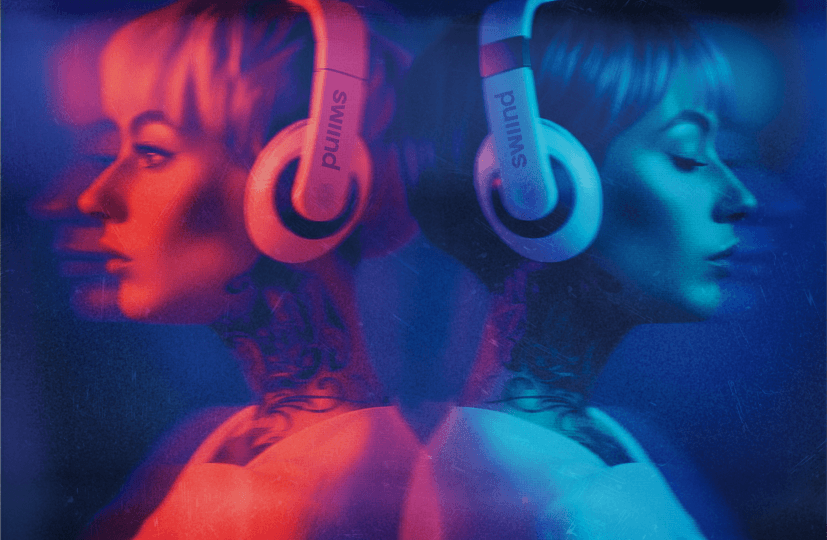 A women wearing headphone artistic portratit
