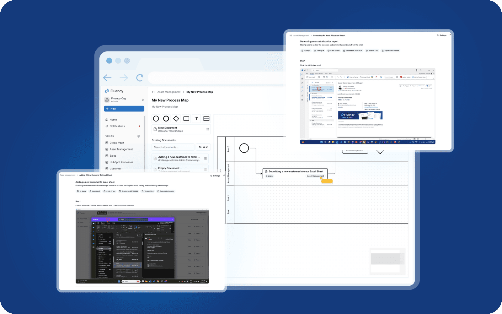 Easily connect processes in Fluency into maps.