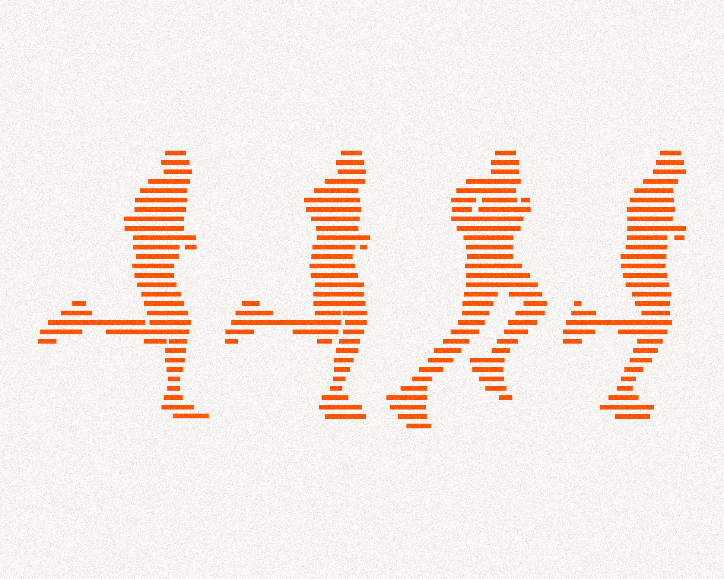 Four pixelated running figures.