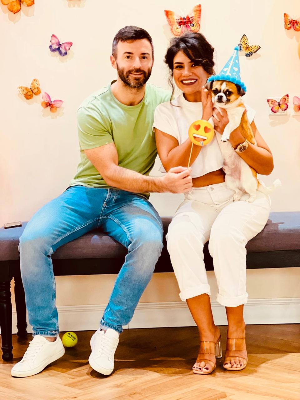 doggy doggy home dubai owners Mark and Marina with their dog Billy