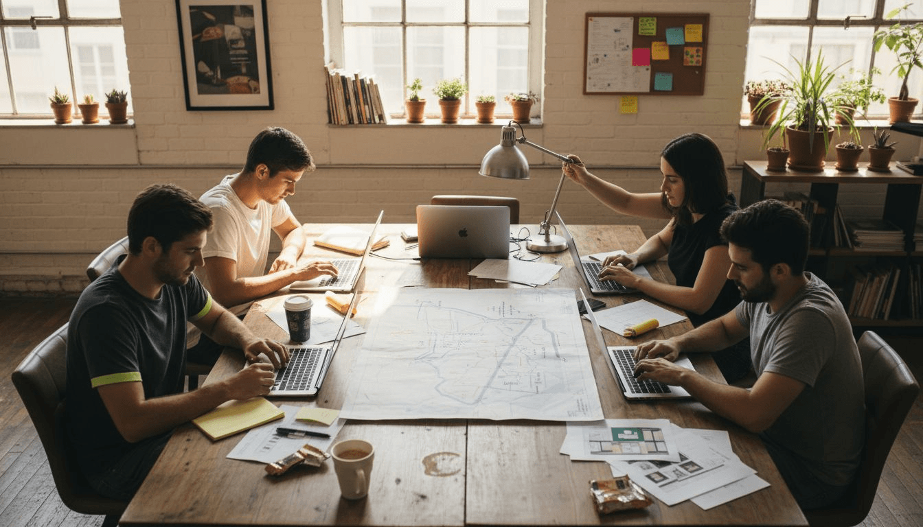 Creative team working on campaign roadmap