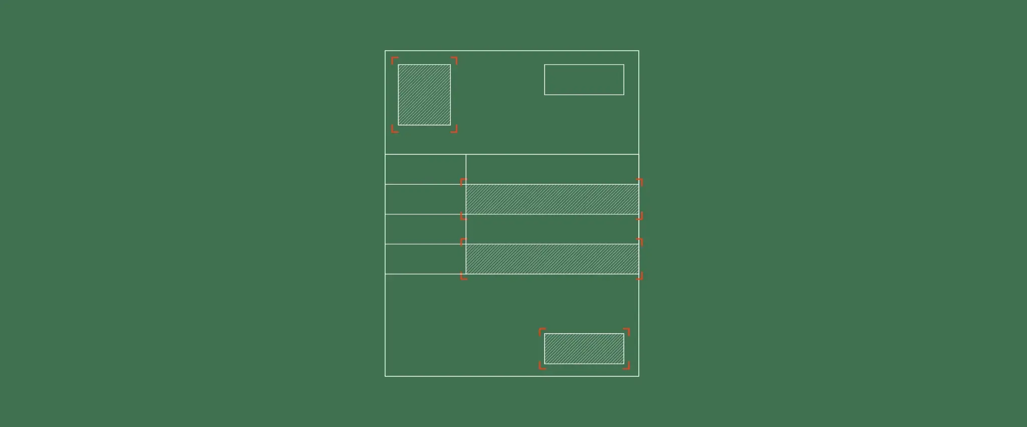 Diagram with hatched rectangles and red corner marks.