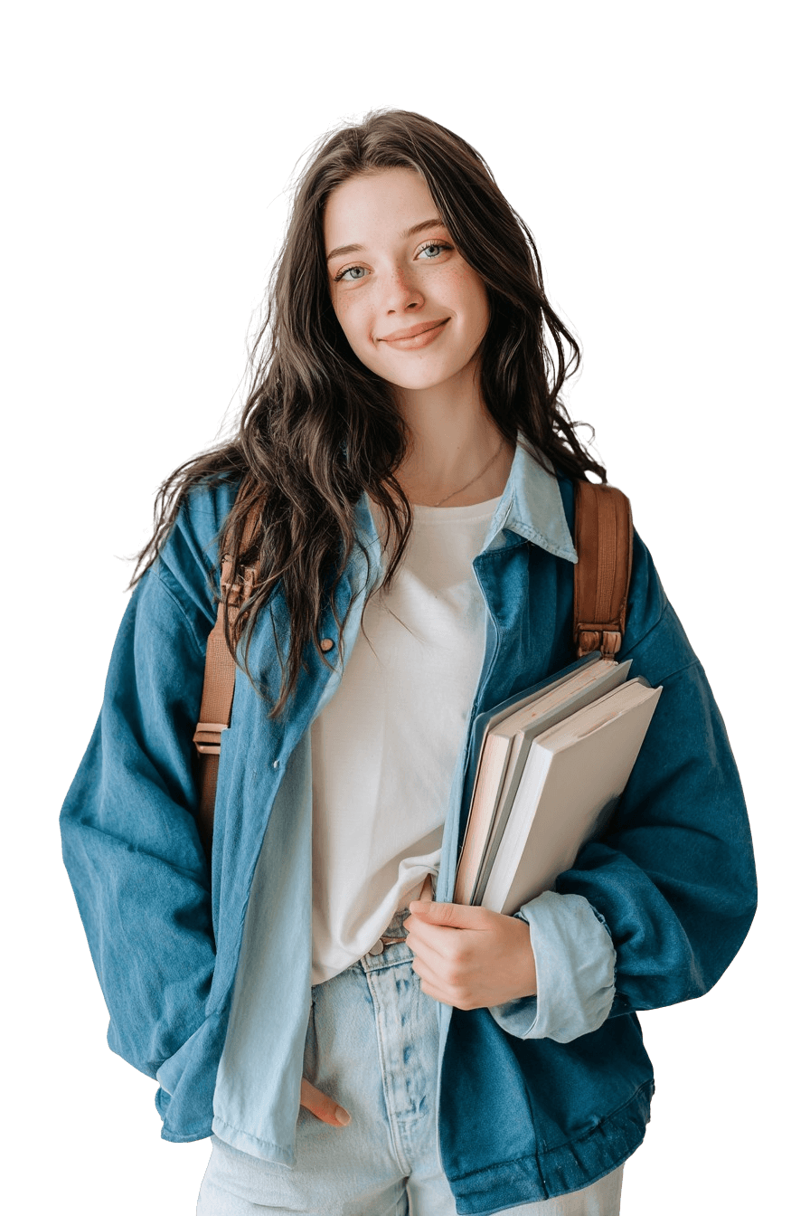 A smilintg girl holding books