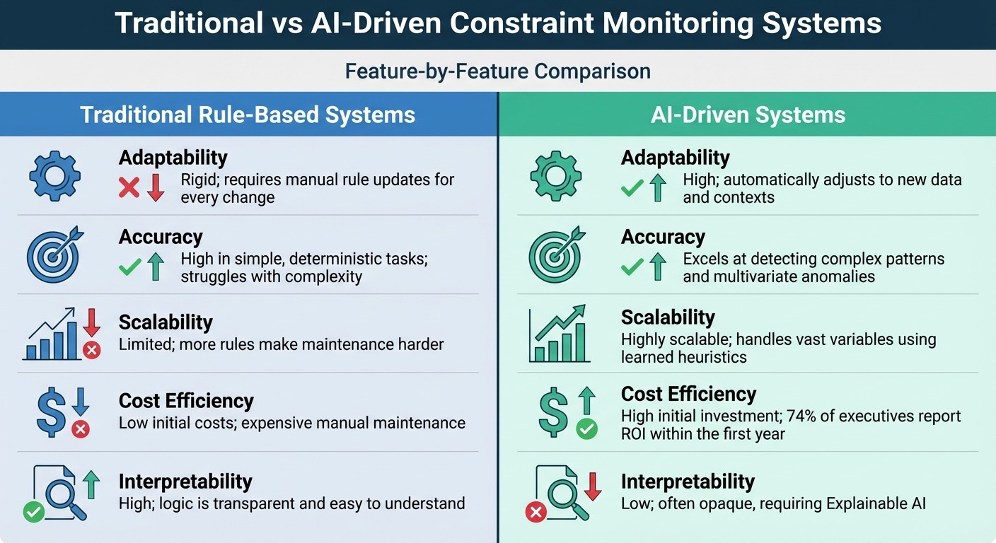Traditional vs AI-Driven Constraint Monitoring Systems Comparison