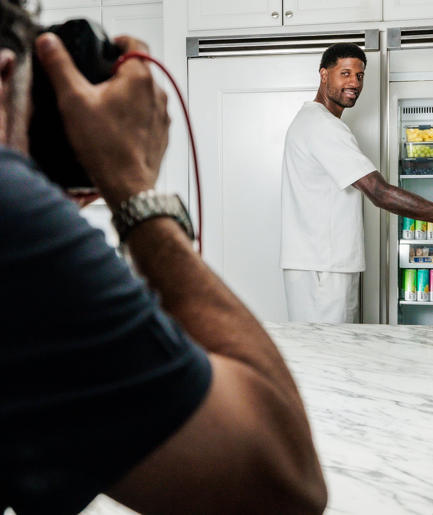 Photographer shooting in a kitchen
