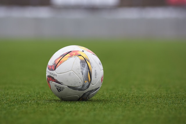 Soccer ball sitting on grass