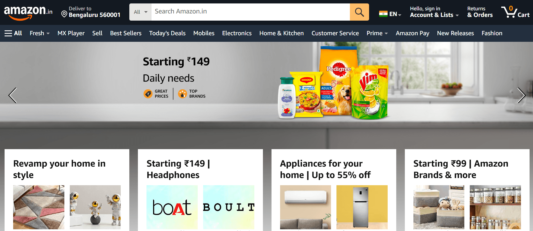 Amazon website home page