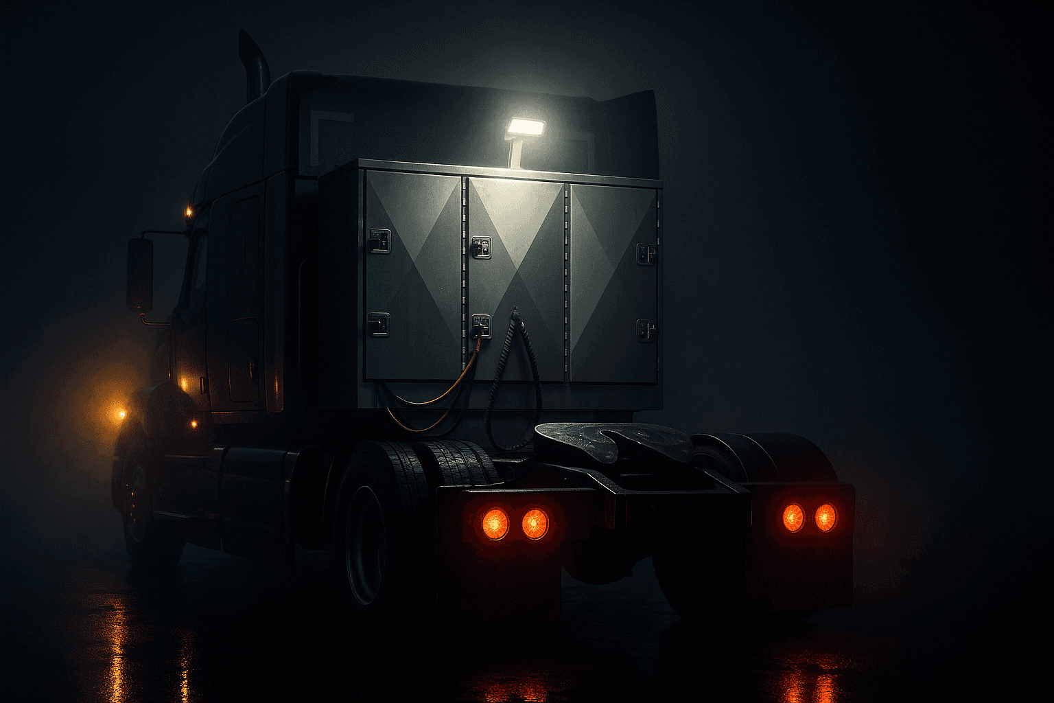 Semi truck with Clyde MFG storage box