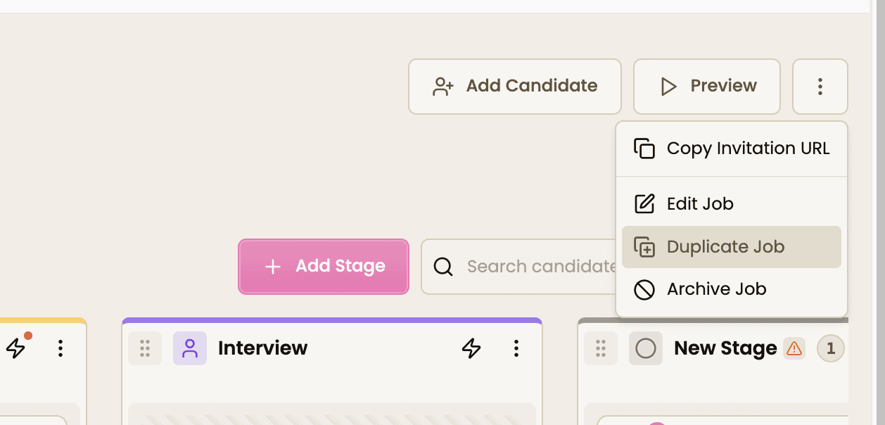 action button of preview, save, duplicate and share