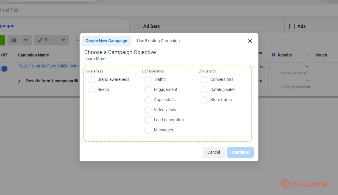 Choosing Campaign Objective
