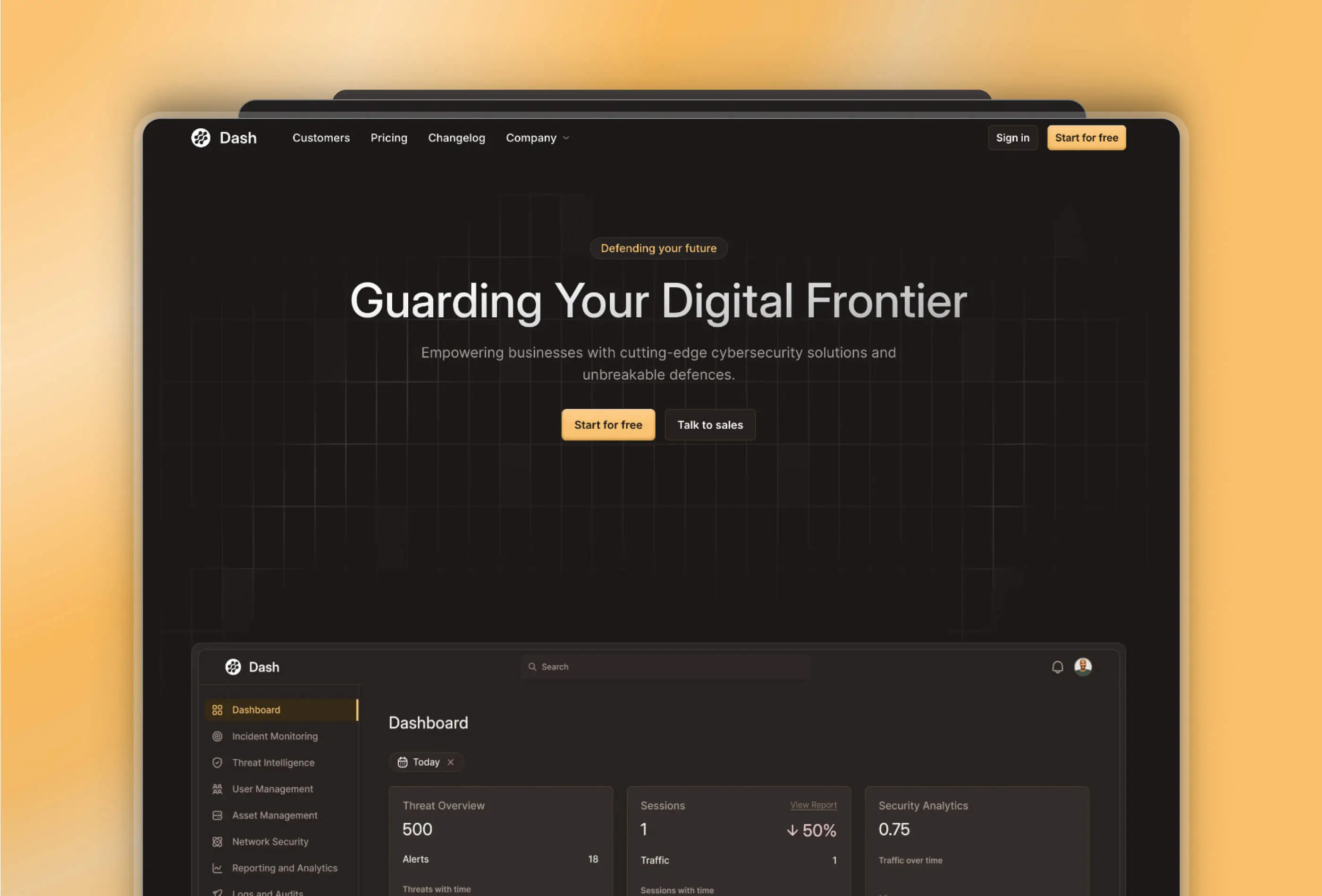 Dash modern dashboard Framer template