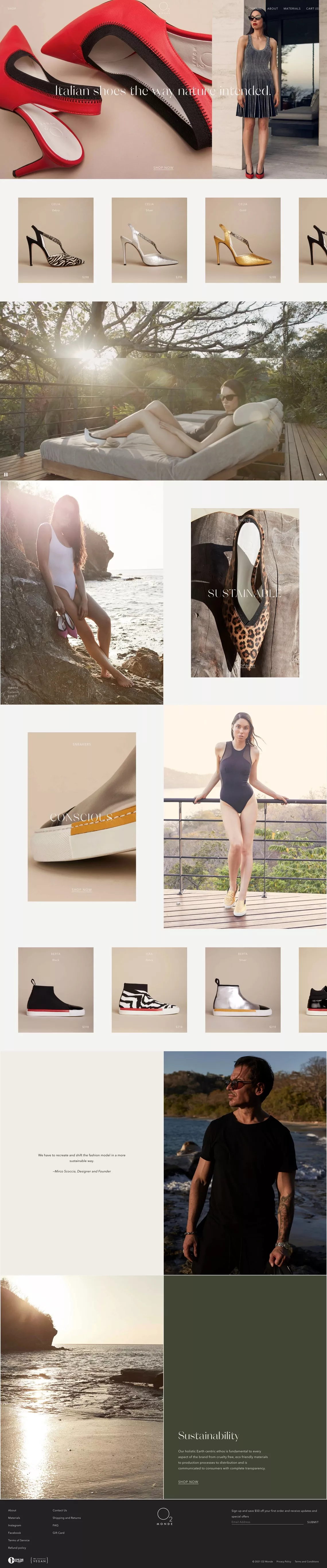 Eco Friendly Women's Shoes ecommerce page screenshot showcasing Design and Fashion design