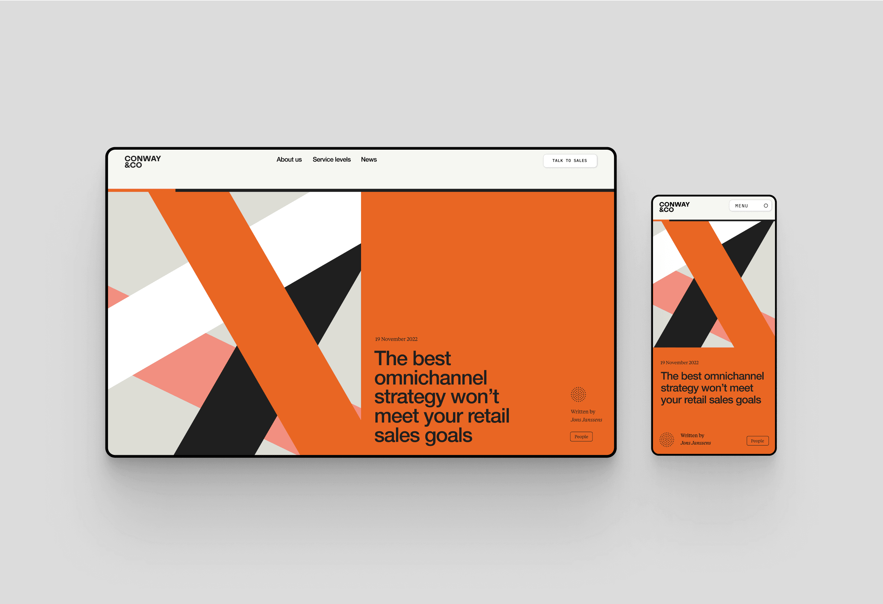 webiste overvieuw UI Conway & Co mockup by analogue agancy