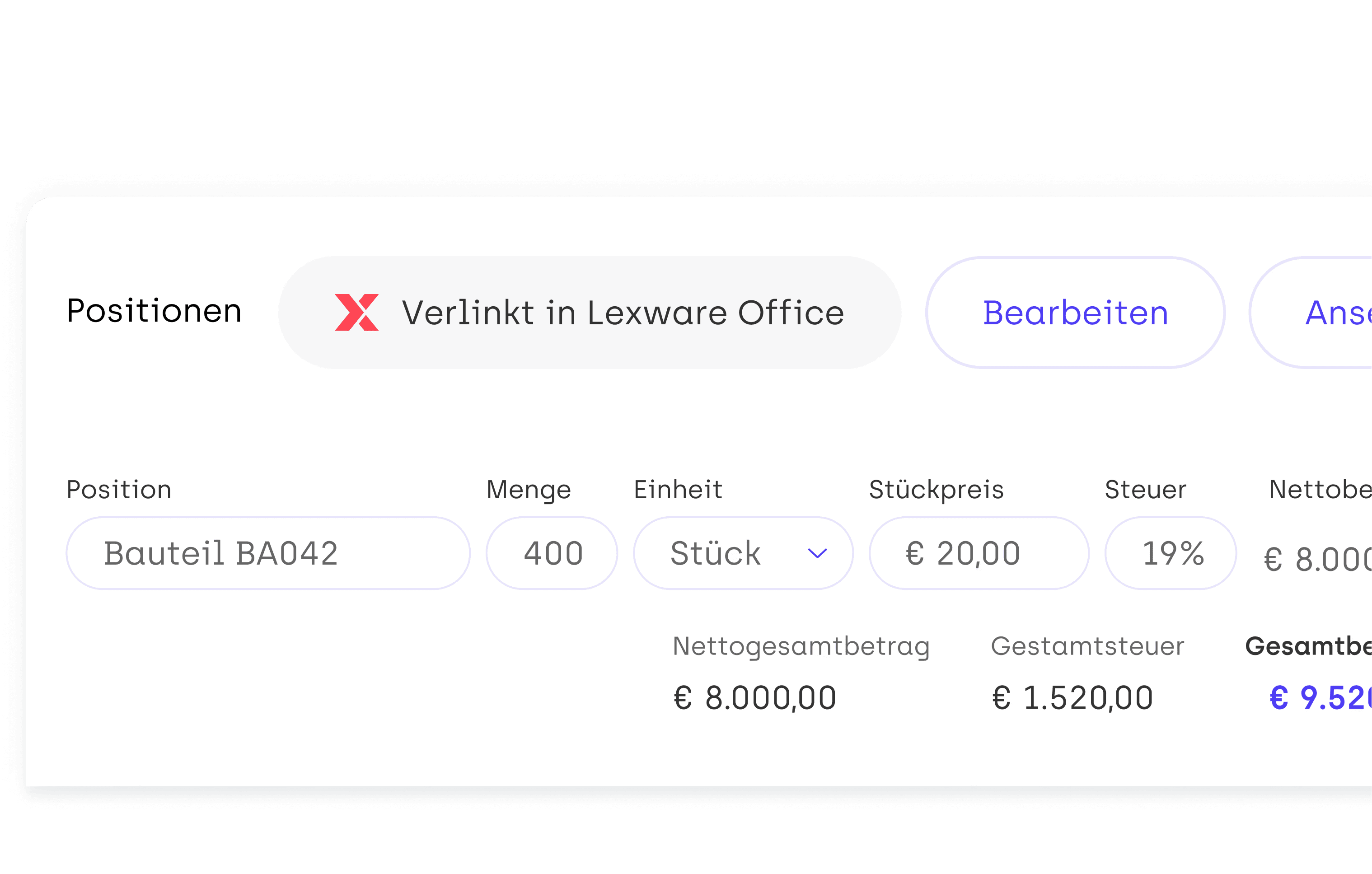 lexoffice Integration - Angebotserstellung