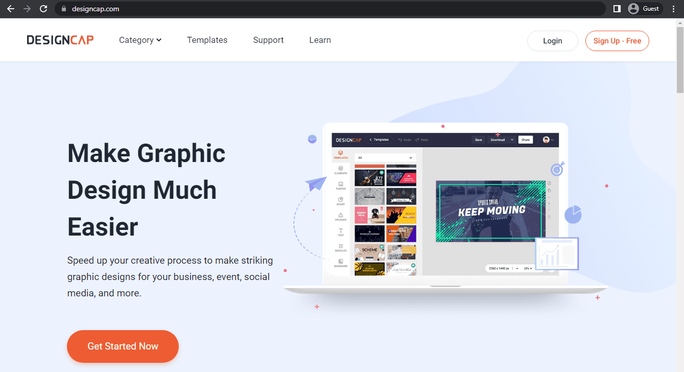 designcap landing page