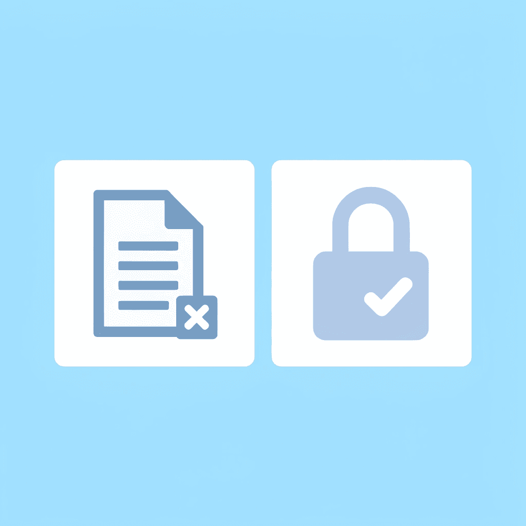 Before: blank document with question marks; After: structured outline with checkmark