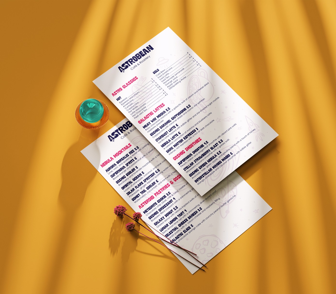 Menus, front- and backside