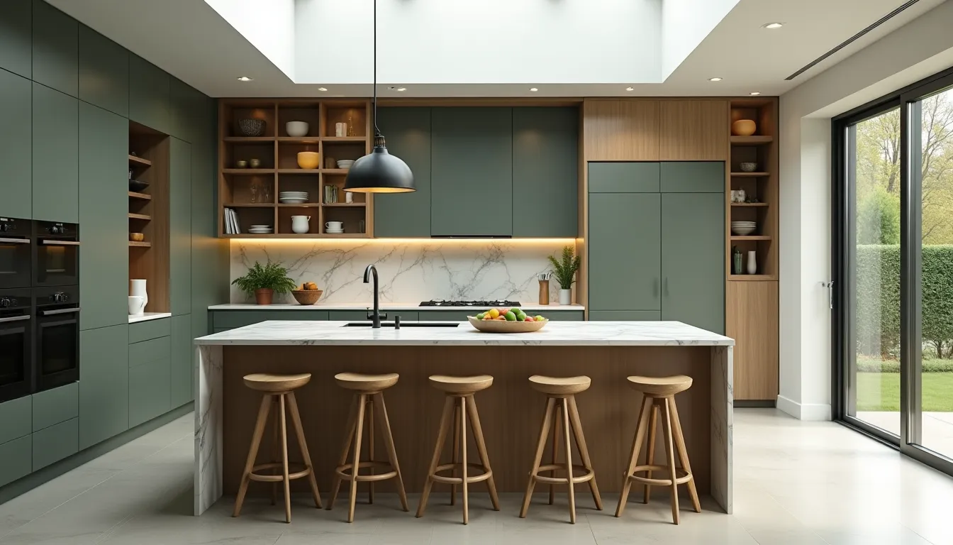 Modern UK rental apartment kitchen with white cabinetry and breakfast bar suited for professional tenants.