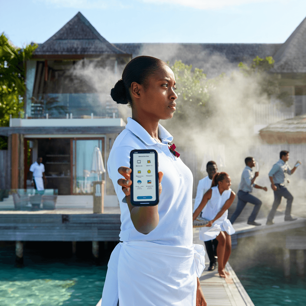 Girl using Tyros® mobile app SOS module to send an emergency alert with real-time location