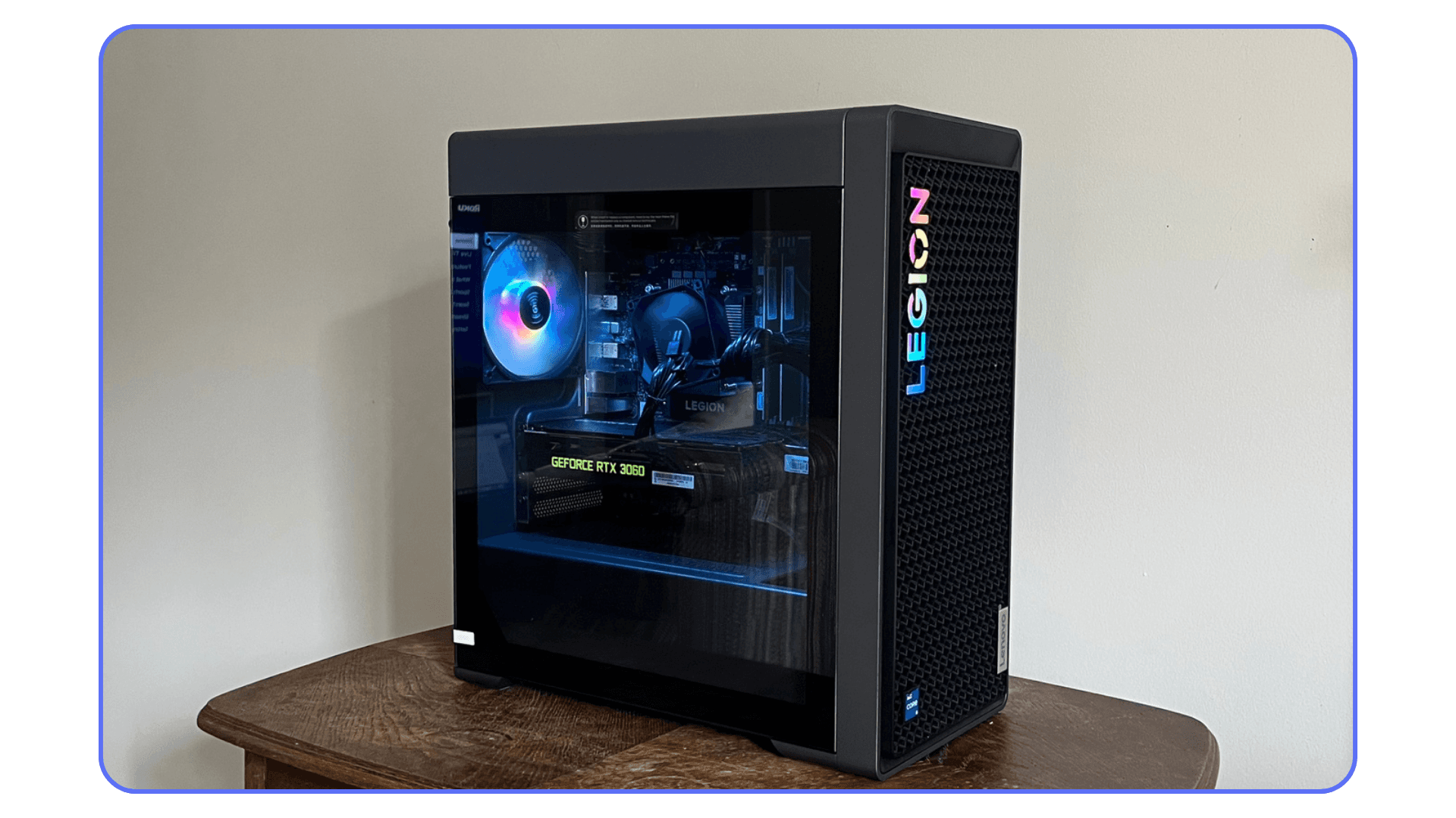 Lenovo Legion Tower desktop PC with RTX graphics, balanced setup for Blender modeling and rendering