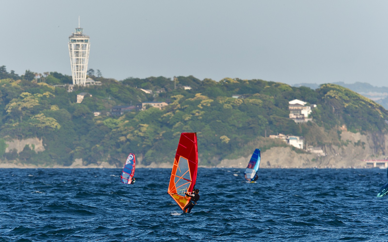 People Windsurfing in Enoshima
